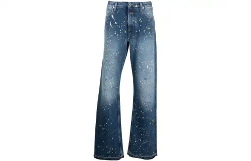 OFF-WHITE paint-splatter straight-leg jeans