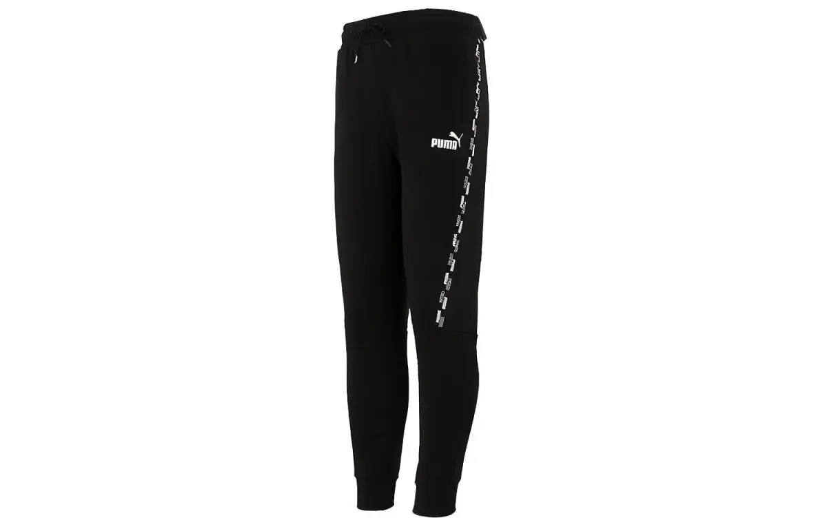 PUMA Power Tape Knitted Sweatpants Men's Black Moderate Cuffed Pants