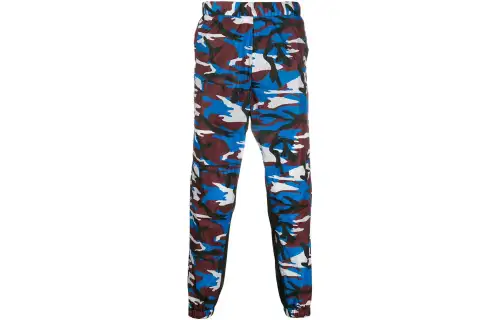 PRADA Knitted Sweatpants Men's Blue Moderate Cuffed Pants