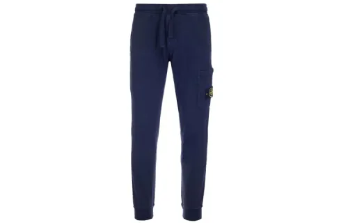 STONE ISLAND Knitted Sweatpants Men's Dark Blue Moderate Cuffed Pants