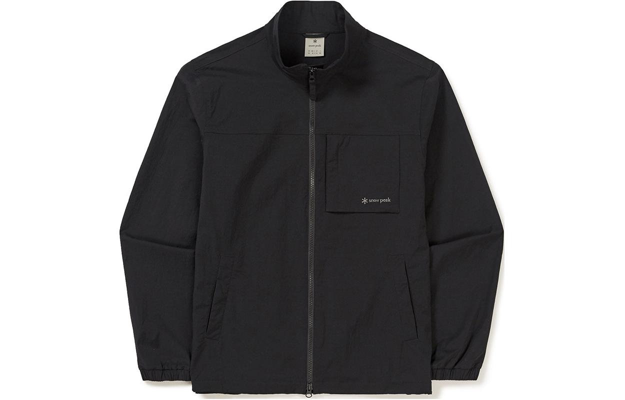 Snow peak root stand solid color stand collar long sleeve windbreaker men's black