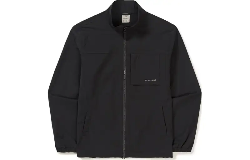 Snow peak root stand solid color stand collar long sleeve windbreaker men's black