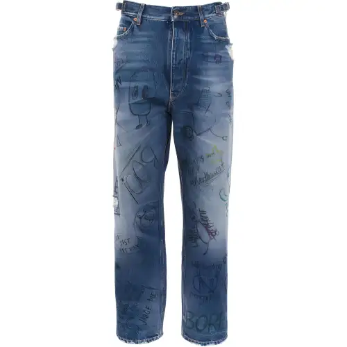 Balenciaga Jeans Men's Blue Moderate Straight Fit Pants