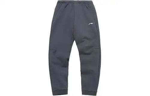 Li Ning Fleece Lined Thermal Elastic Cuff Casual Knitted Sweatpants Men's Ebony Black
