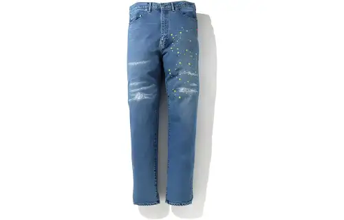 A BATHING APE X Kid Cudi Damaged Denim Straight-leg Jeans