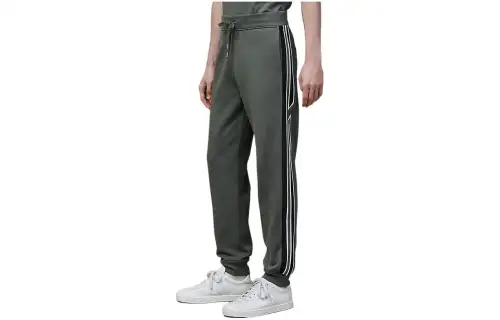 HERMES Knitted Sweatpants Men's Olive Green Moderate Cuffed Pants