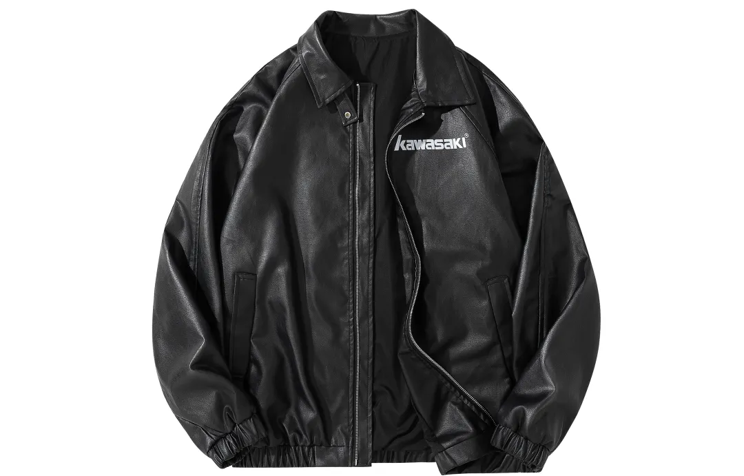 Kawasaki Leather Jackets Men's Stand Collar Moderate