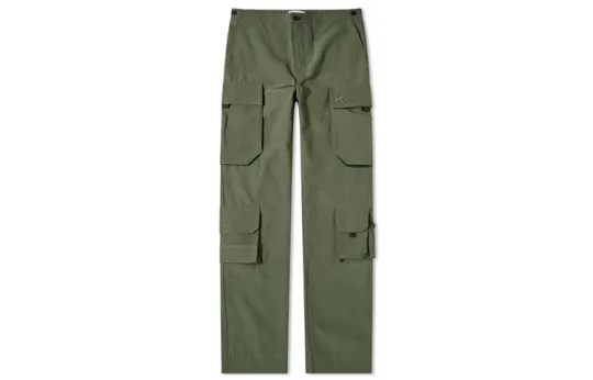 KENZO Casual Pants Men's Green Moderate Straight Fit Pants
