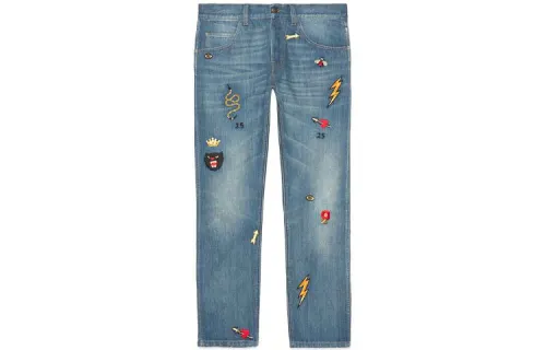 GUCCI Jeans Men's Blue Moderate Straight Fit Pants
