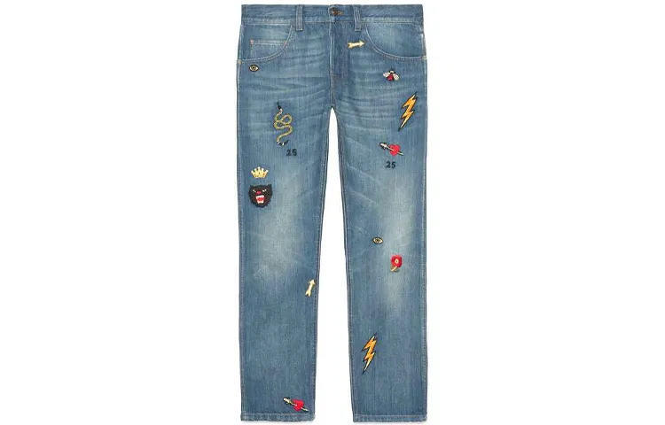 GUCCI Jeans Men's Blue Moderate Straight Fit Pants