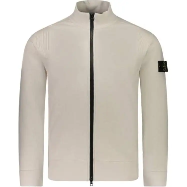 STONE ISLAND Logo Patch Zip Up Cardigan