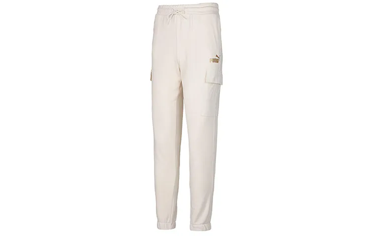 PUMA Winterized Knitted Sweatpants Men's Ivory White Thickened Straight Fit Pants