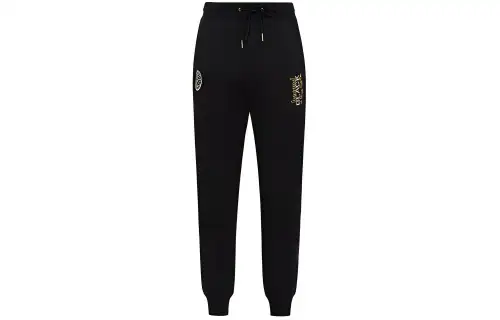 EVISU Knitted Sweatpants Men's Black Moderate Cuffed Pants