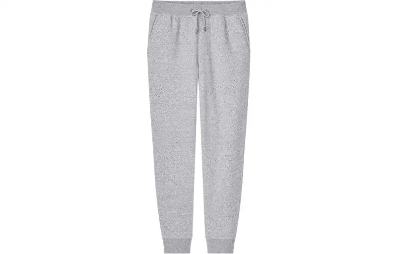 UNIQLO Solid Color Long Fleece Lined Knitted Sweatpants Unisex Gray
