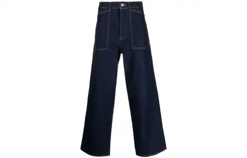 KENZO Mid-Rise Wide-Leg Logo Patch Jeans