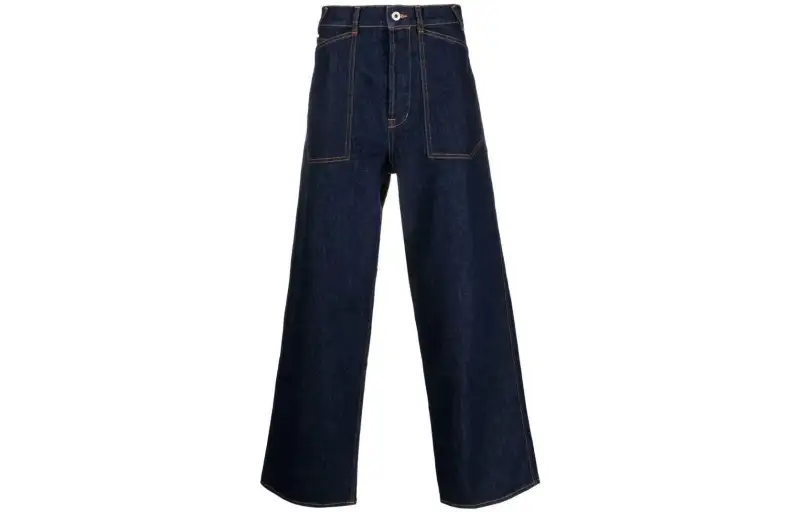 KENZO Mid-Rise Wide-Leg Logo Patch Jeans