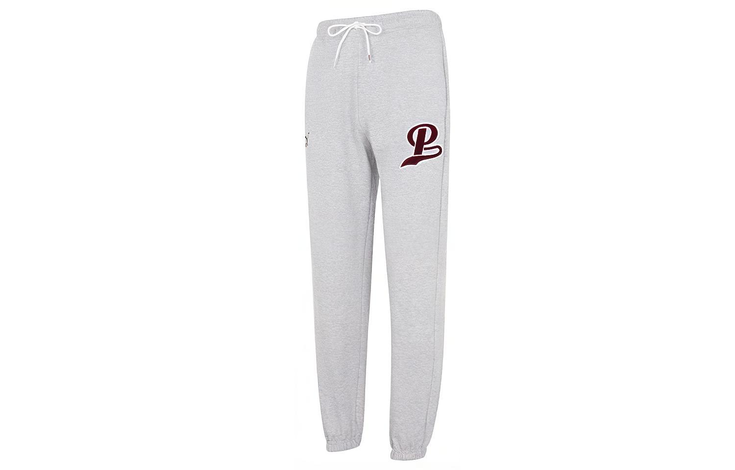 PUMA Knitted Sweatpants Men's Gray Moderate Cuffed Pants