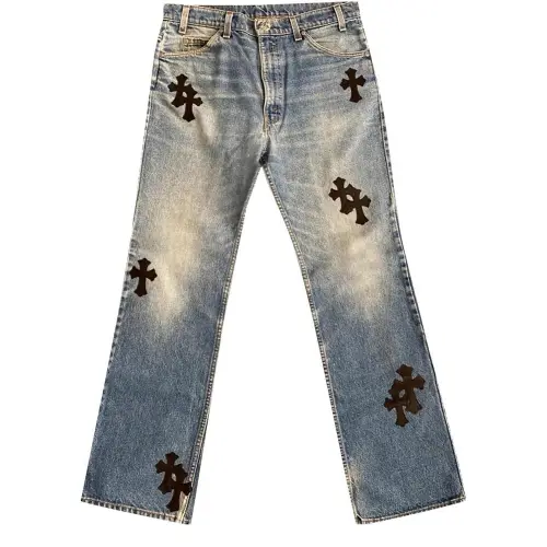 Chrome Hearts Jeans Men's Blue Moderate Straight Fit Pants