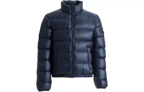 PRADA Down Jackets Men's Blue Stand Collar Moderate Other