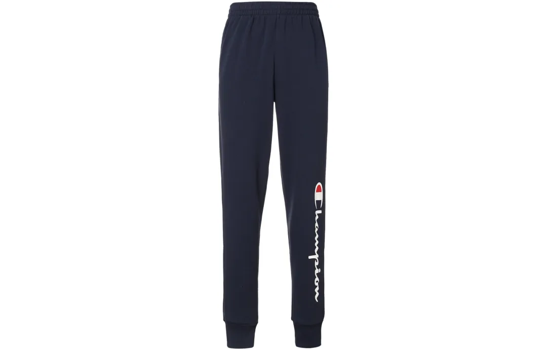 Champion Script Logo Elastic Cuff With Fleece Knitted Sweatpants Unisex Navy Blue