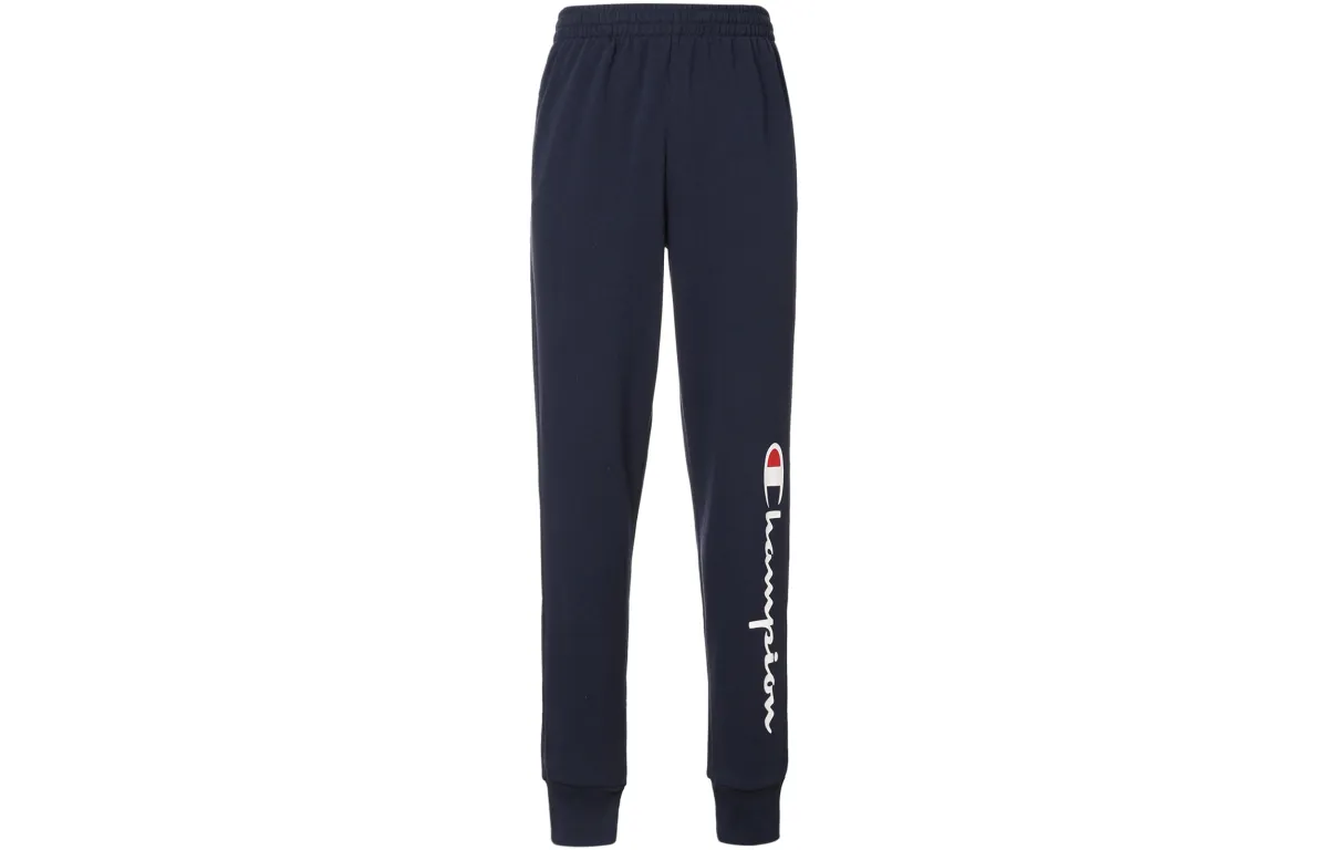 Champion Script Logo Elastic Cuff With Fleece Knitted Sweatpants Unisex Navy Blue