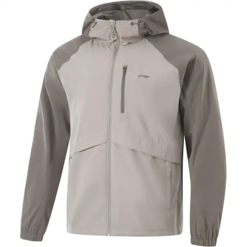 Li Ning Lotus Leaf Water Repellent Fleece Lined Thermal Comfortable Casual Letter Print Loose Fit Hooded Zippers