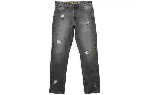 Drew house Smiley Collection Jeans Unisex Black Gray Color Moderate Ripped Pants