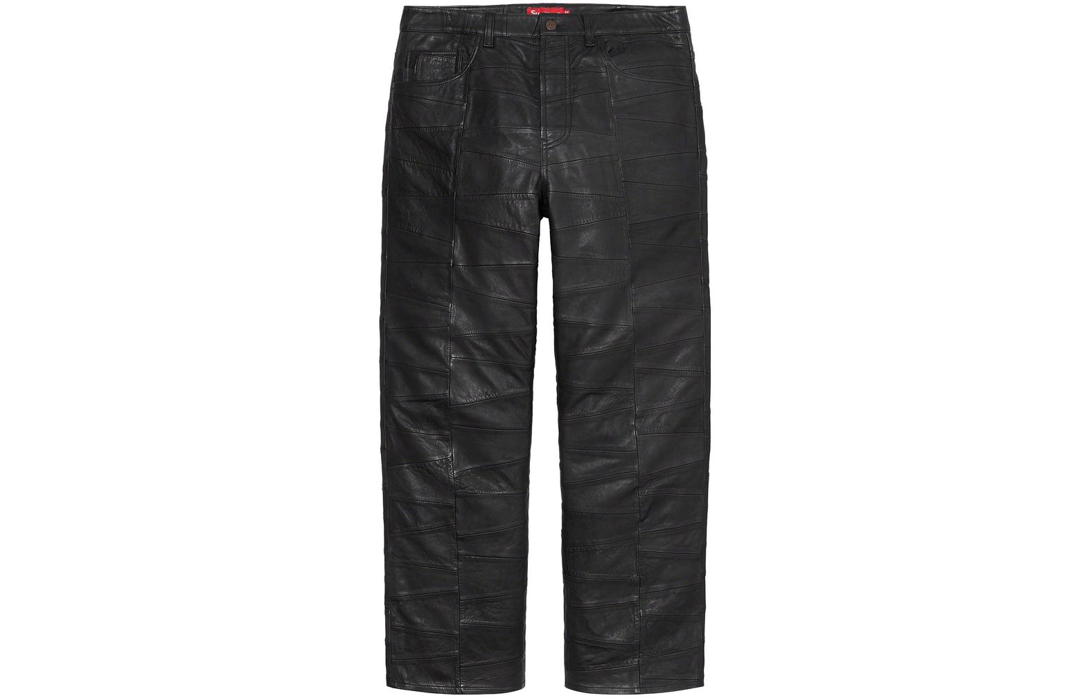 Supreme SS23 Spring and Summer Series Week 4 PATCHWORK LEATHER 5-POCKET JEAN Spliced leather American trendy jeans, same style for men and women