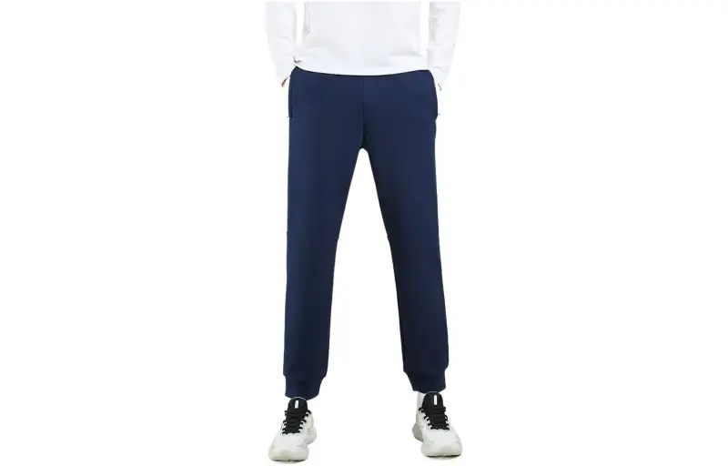 ANTA Variety Training Collection Knitted Sweatpants Men's Blue Thickened Straight Fit Pants