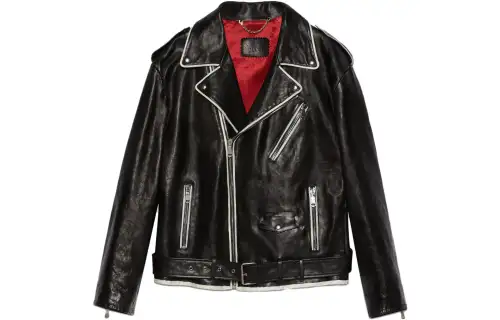 GUCCI Leather Jackets Men's Black Lapel Moderate