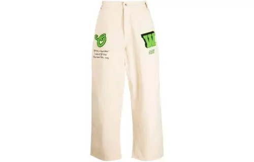 OFF WHITE Jeans Men's Ecru Straight Fit Pants