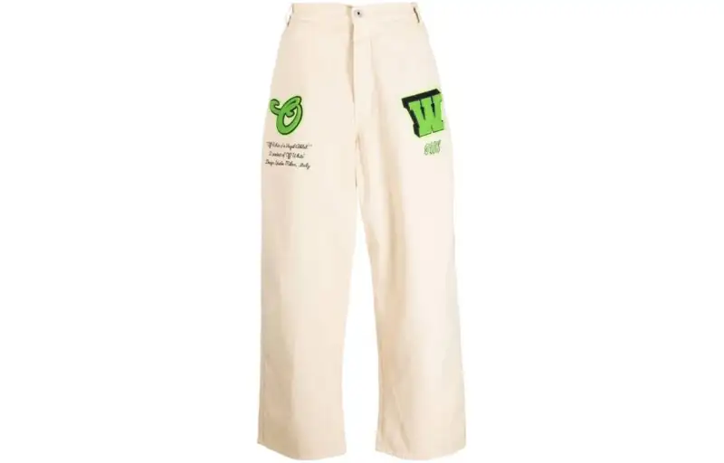 OFF WHITE Jeans Men's Ecru Straight Fit Pants