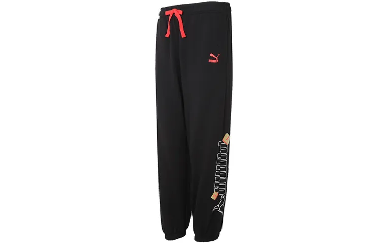 PUMA Knitted Sweatpants Men's Black Moderate Cuffed Pants