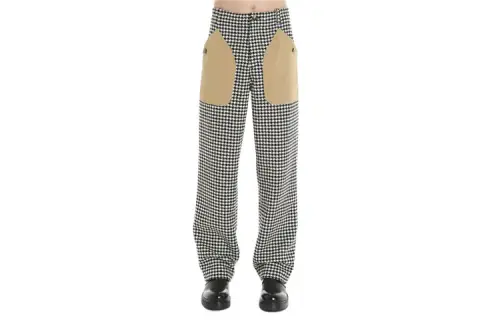 LOEWE Casual Pants Men's White Black Moderate Straight Fit Pants