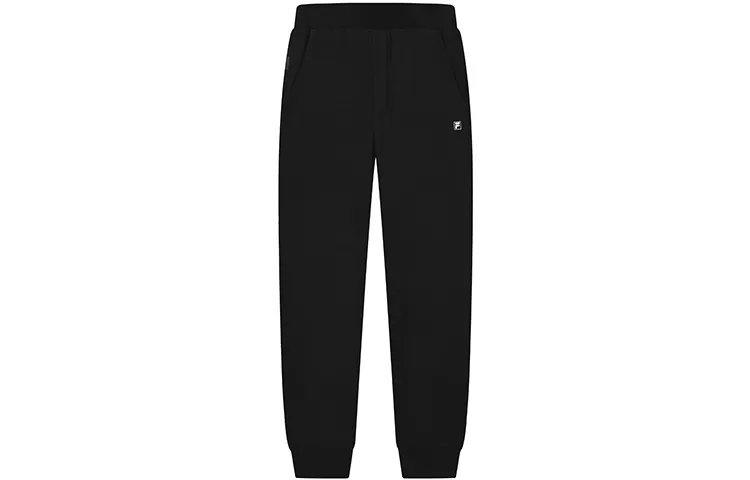 FILA Knitted Sweatpants Men's Jet Black Moderate Cuffed Pants