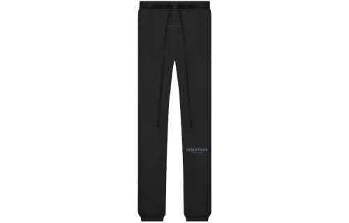 Fear of God Essentials SS21 basic velvet drawstring American heavyweight knitted sweatpants, same style for men and women, black