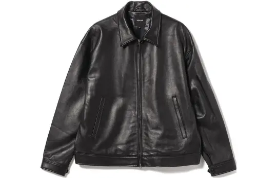 Beams Leather Jackets Unisex Black Lapel Moderate