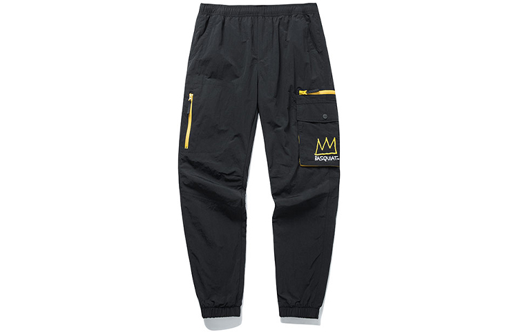 Anta Anta x jean-michel basquiat joint model solid color letter dinosaur print sweatpants men's black