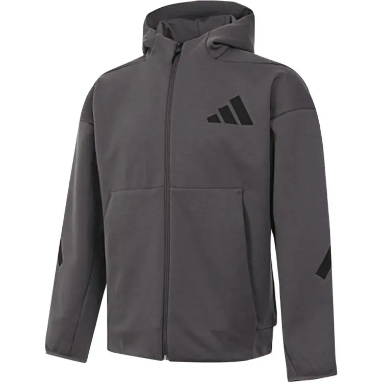 Adidas logo-detail hooded zip-up jacket
