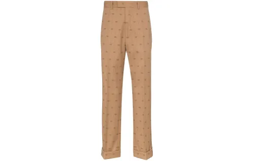 GUCCI Casual Pants Men's Brown Moderate Straight Fit Pants