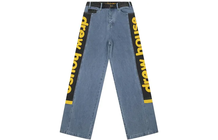 Drew house Jeans Unisex Blue Moderate Wide Leg Pants