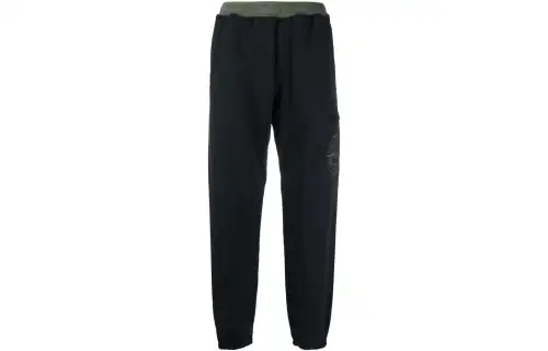 STONE ISLAND Knitted Sweatpants Men's Black Moderate Cuffed Pants