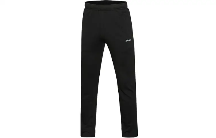 Li Ning Knitted Sweatpants Men's Black Moderate Straight Fit Pants