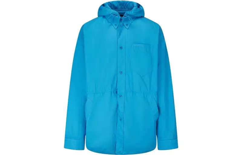 Balenciaga Parka Coats Men's Blue Hooded Moderate