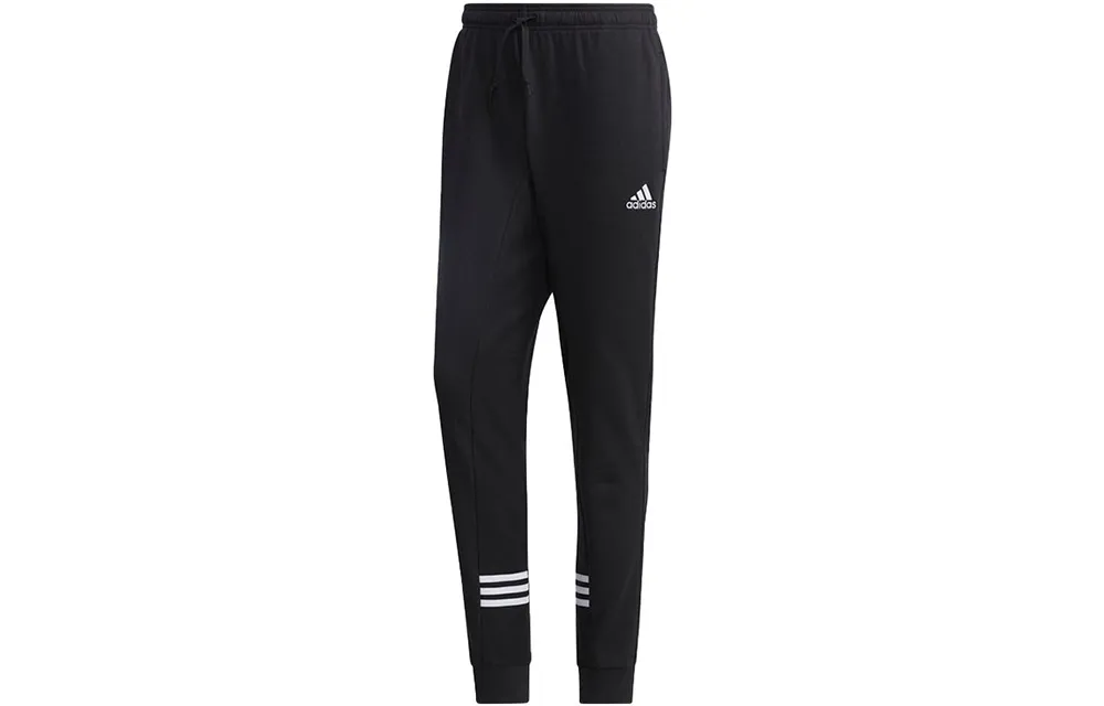 Adidas Knitted Sweatpants Men's Black Moderate Straight Fit Pants