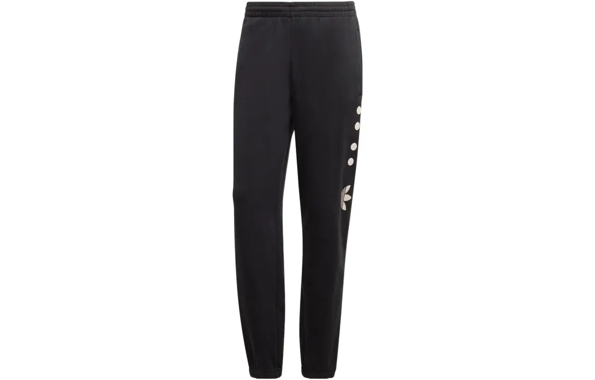 Adidas Originals Knitted Sweatpants Men's Black Moderate Straight Fit Pants