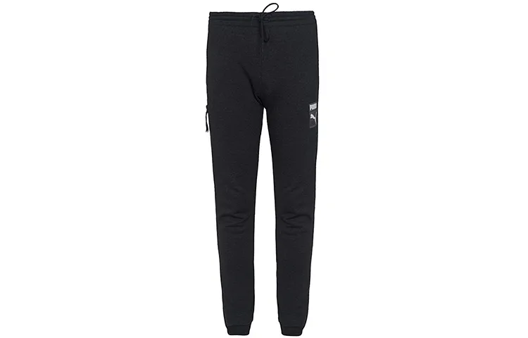 PUMA Knitted Sweatpants Men's Black Moderate Straight Fit Pants
