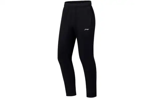 Li Ning Fitness Series Knitted Sweatpants Men's Black Moderate Cuffed Pants