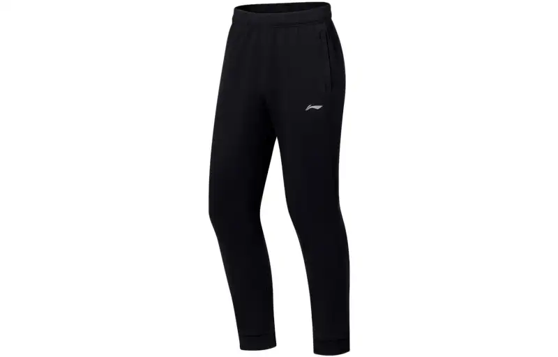 Li Ning Fitness Series Knitted Sweatpants Men's Black Moderate Cuffed Pants
