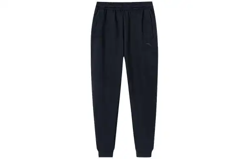 ANTA Knitted Sweatpants Men's Black Moderate Cuffed Pants